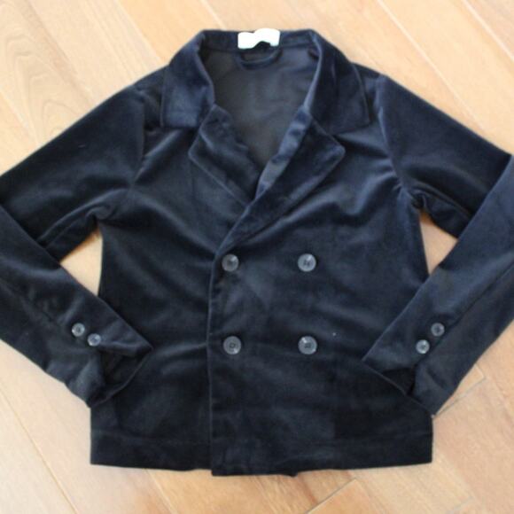 Hadas Mini Love Double Breasted Kids Blazer 7 Black Velvet - Picture 1 of 5
